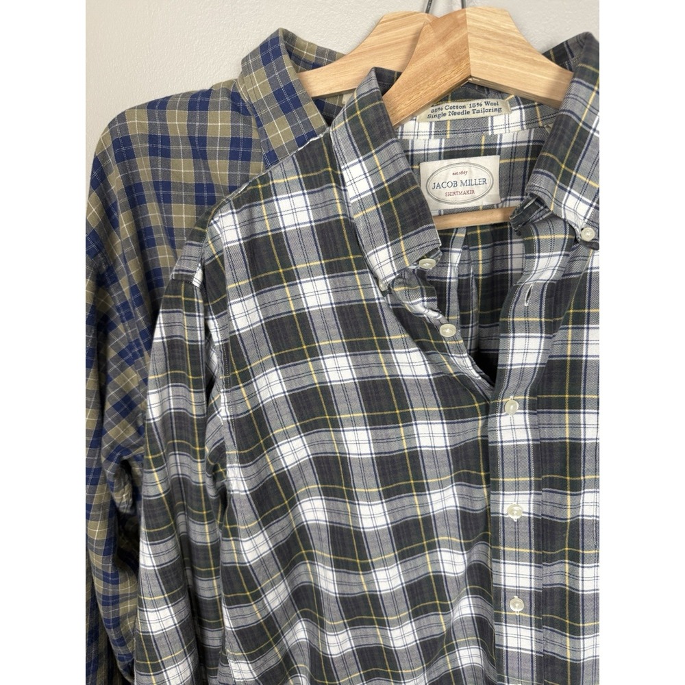 Set Of 2 Jacob Miller‎ Flannel Shirts Single Stitch Wool Blend Plaid Heritage LG
